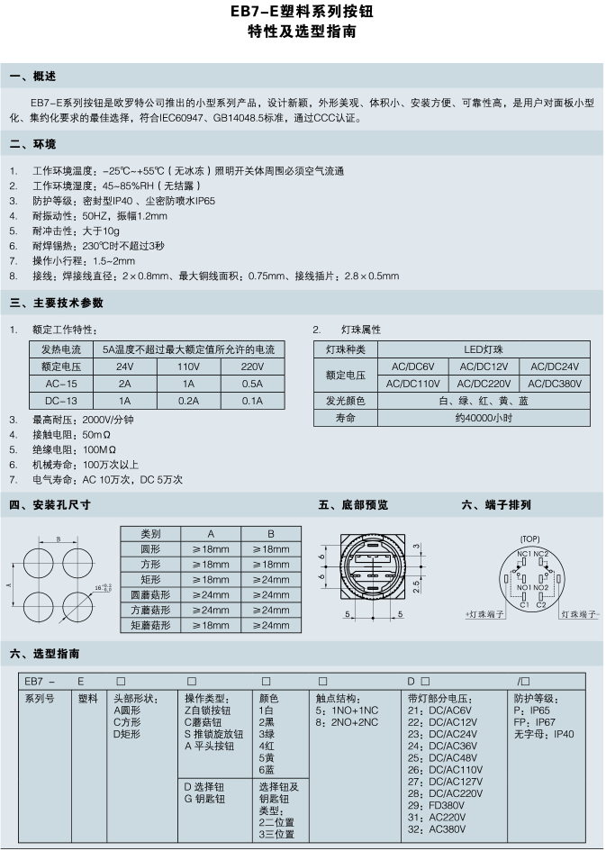 EB7-E系列16mm按鈕燈